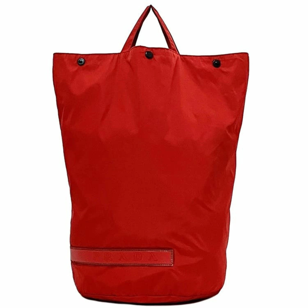 Prada Drawstring Bag Red Sport Logo Work Business